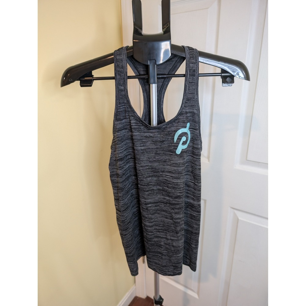 Lululemon‎ Peloton Swiftly Tech Racerback Tank Black Grey Boo Crew Logo - Size 6